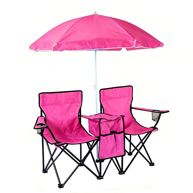 Double Camping Loveseat with Canopy – 600 lb Capacity, Cup Holders & Side Table, Foldable Outdoor