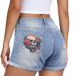 Light-Wash Blue Denim Shorts (Left Pocket Print) Made in USA Ships to USA Only