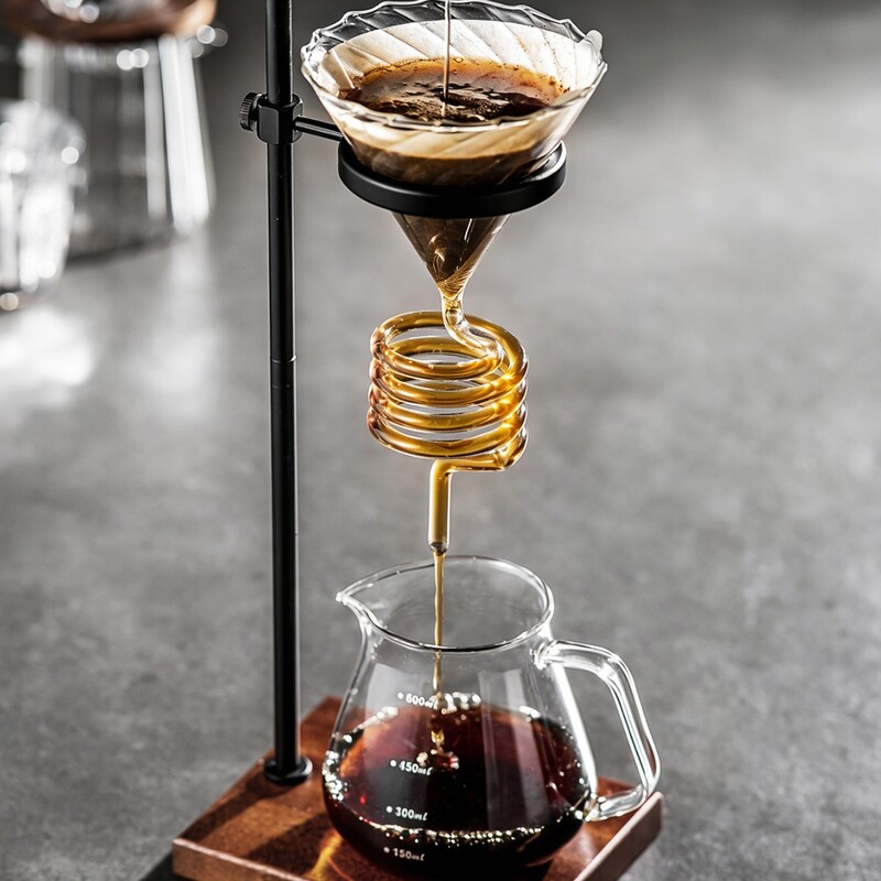 Spiral Cooling Pour-Over Coffee Filter Holder, Ins-Style Americano Dripper Stand with Spiral