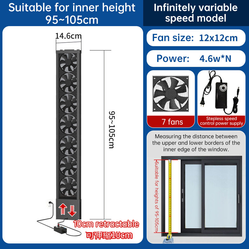 No-Drill Telescopic Window Exhaust Fan, Portable Non-Hole Window Ventilator for Home, European