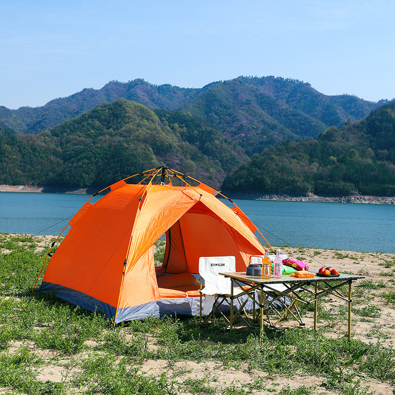 Automatic Pop Up Camping Tent 3-4 Person, Instant Setup Waterproof UV Protection Sun Shelter for