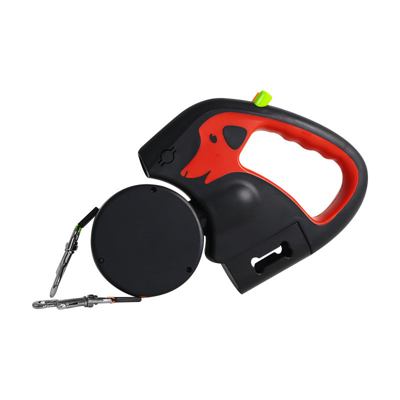 Dual / Double Dog Leash, 360° Retractable Roulette, 3M, LED Light, Tangle-Free, Double-Ended
