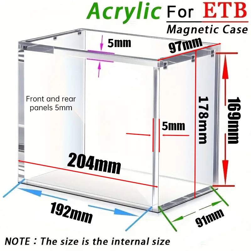 5mm Acrylic ETB Display Case, Magnetic UV-Resistant Lid, Stackable Anti-Slip Dustproof Box for Elite