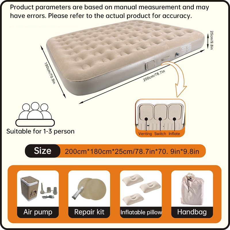 One-Touch Self-Inflating Air Mattress with Built-in Pump – Portable, Moisture-Resistant Camping &