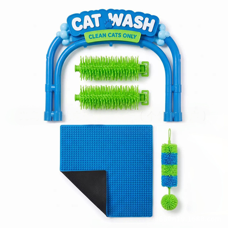 Cat Shampoo Massage Brush Arch – Self Grooming Bathing Scratcher Station with Soft Bristles, Cat