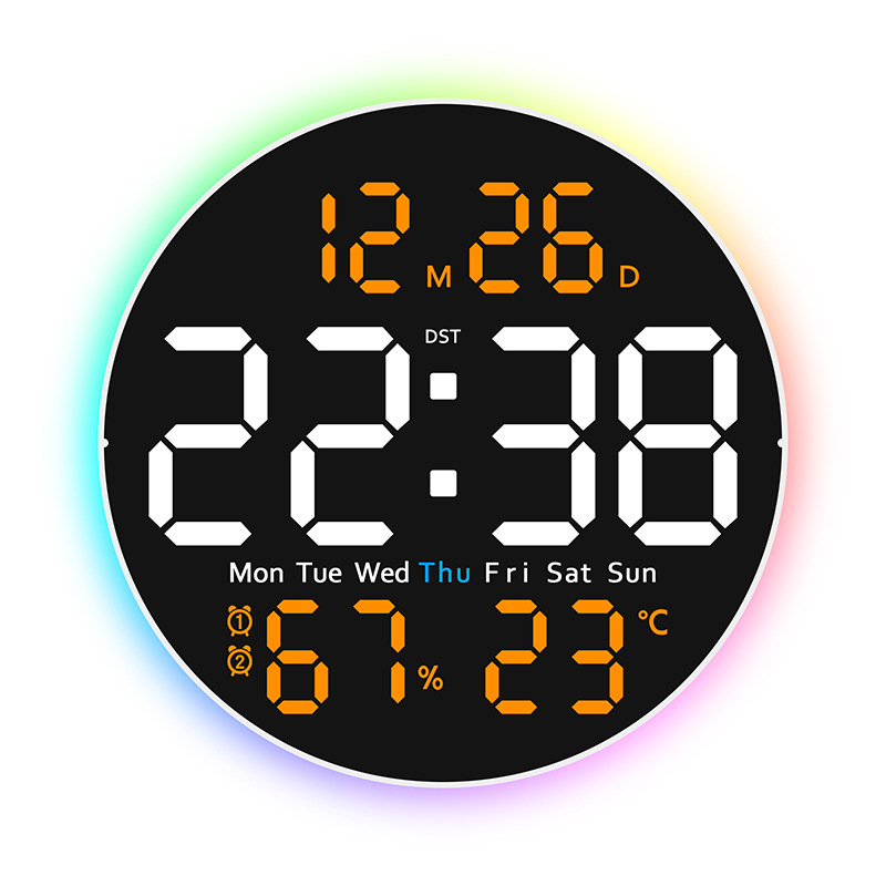10 Inch Digital Wall Clock with Mood Light TEMP Humidity Date Week Timer Brightness Adjustment