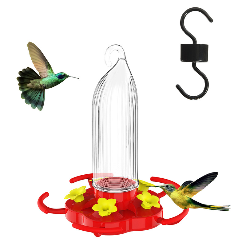 8 Oz Hanging Hummingbird Feeder – 5 Flower Ports with Perches, Outdoor Garden Bird Water Dispenser