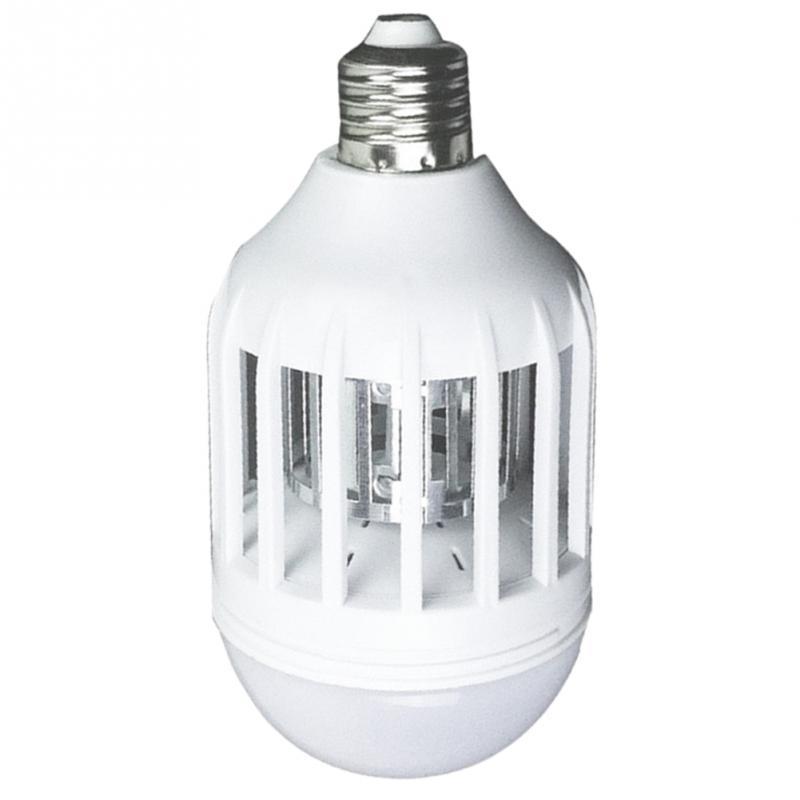White LED bulb with brushed aluminium E27 base and grid cage