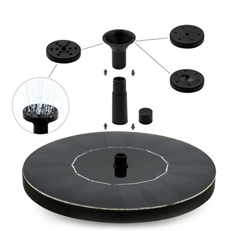 Exploded diagram of spray heads and extension tubes fitting the solar base