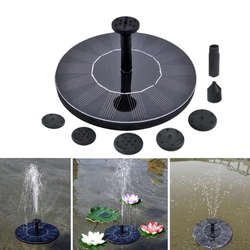 Solar fountain with tall extension tube running in a lotus pond