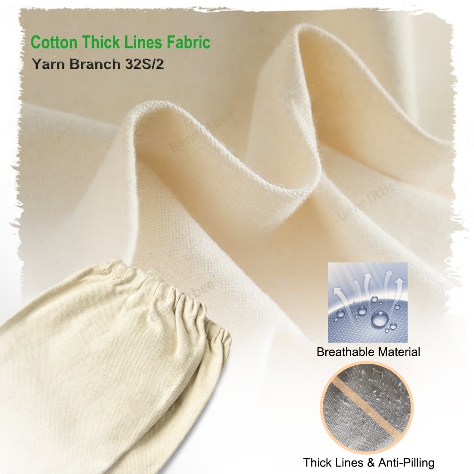 Close-up of thick cotton canvas sleeve fabric with tight weave