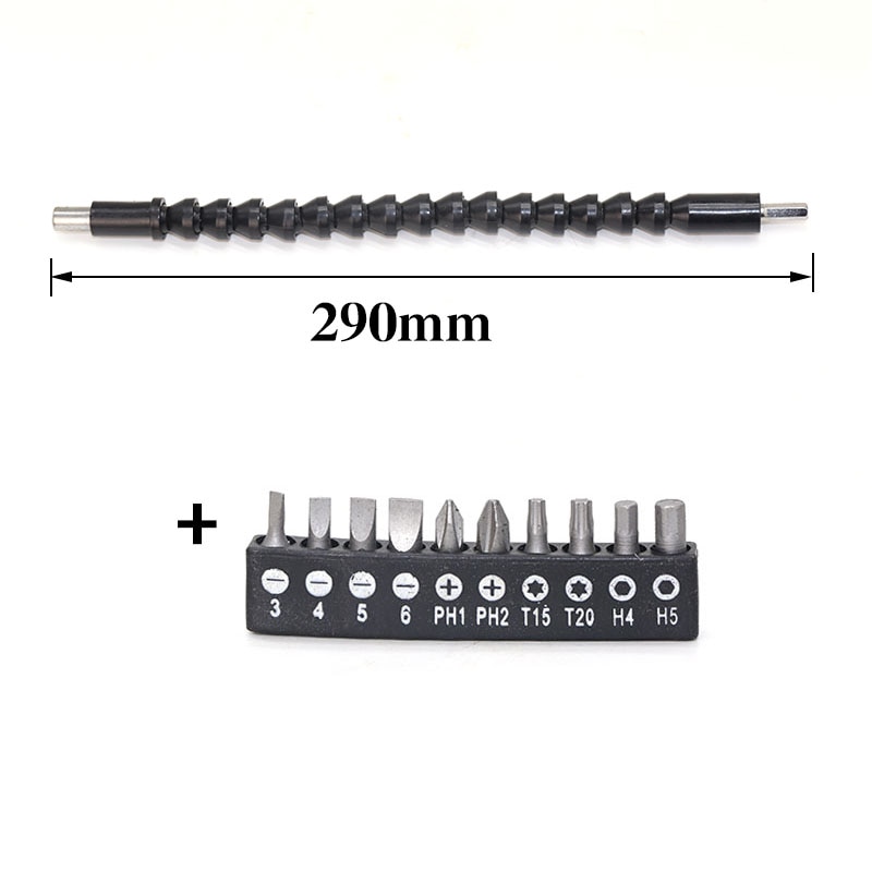 Shaft bent around an obstacle with the screw driven home in one pass