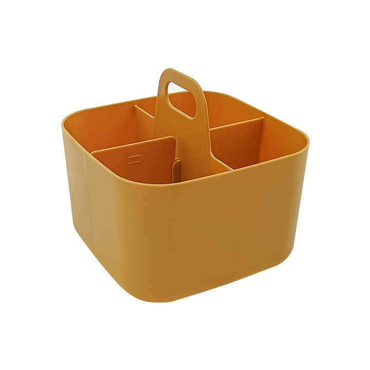 Pastel caddy with central handle in a light lifestyle setting