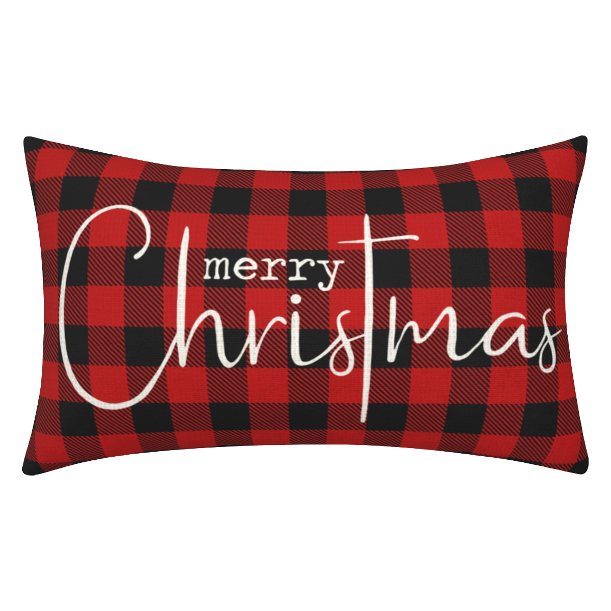Buffalo check red and black cover with merry Christmas script in white