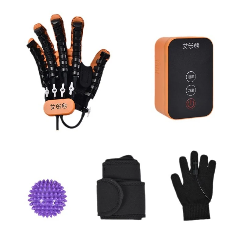 Seated person training the hand at home with a controller nearby