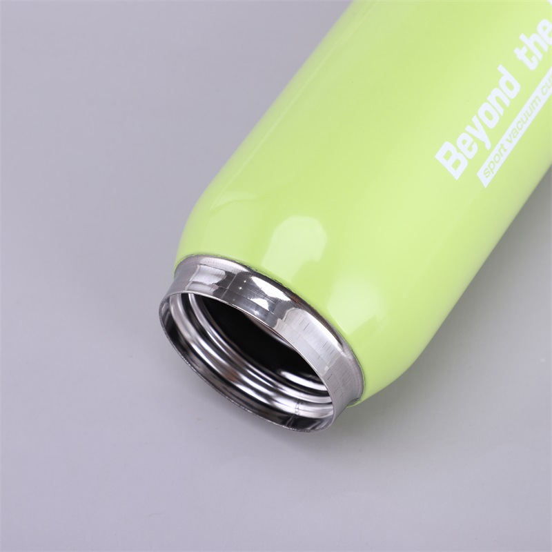 Open mouth of bottle showing threaded stainless steel rim