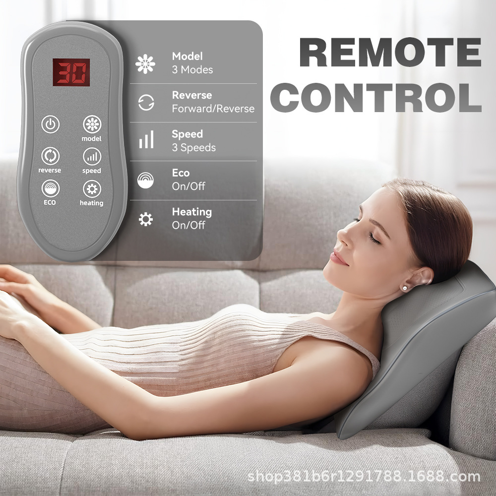 Close-up of a corded remote showing massage settings on its display