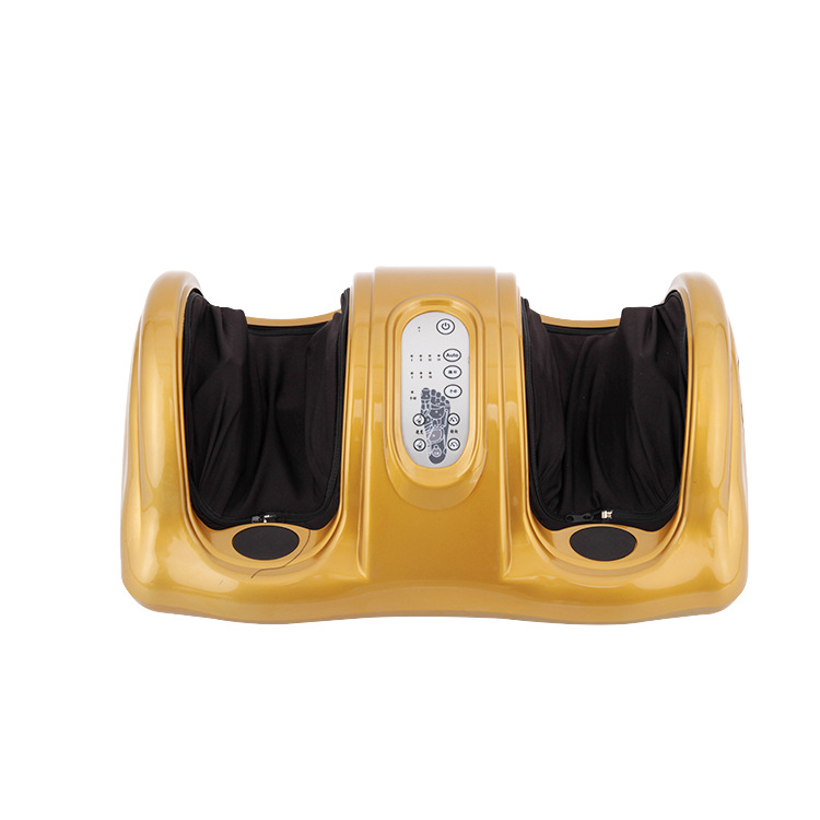 Gold foot and leg massager with centre control panel and enclosed foot pockets