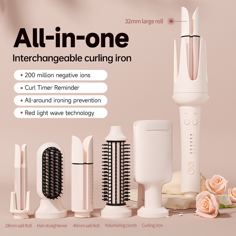 Styling set packaging with the main unit and barrels laid out neatly