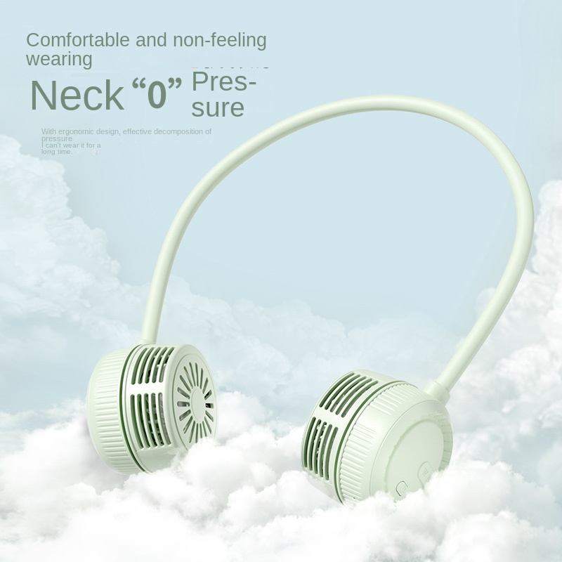 Neck fan worn around the neck showing its light, curved band