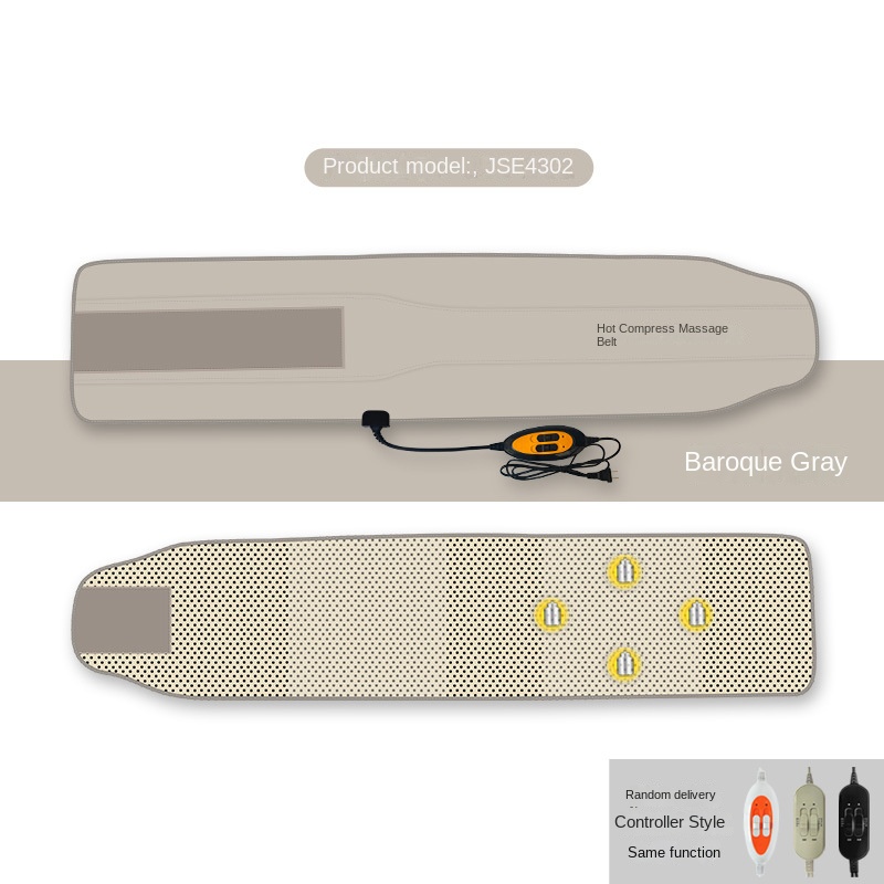 Flat layout of the belt showing inner massage zones and controller options