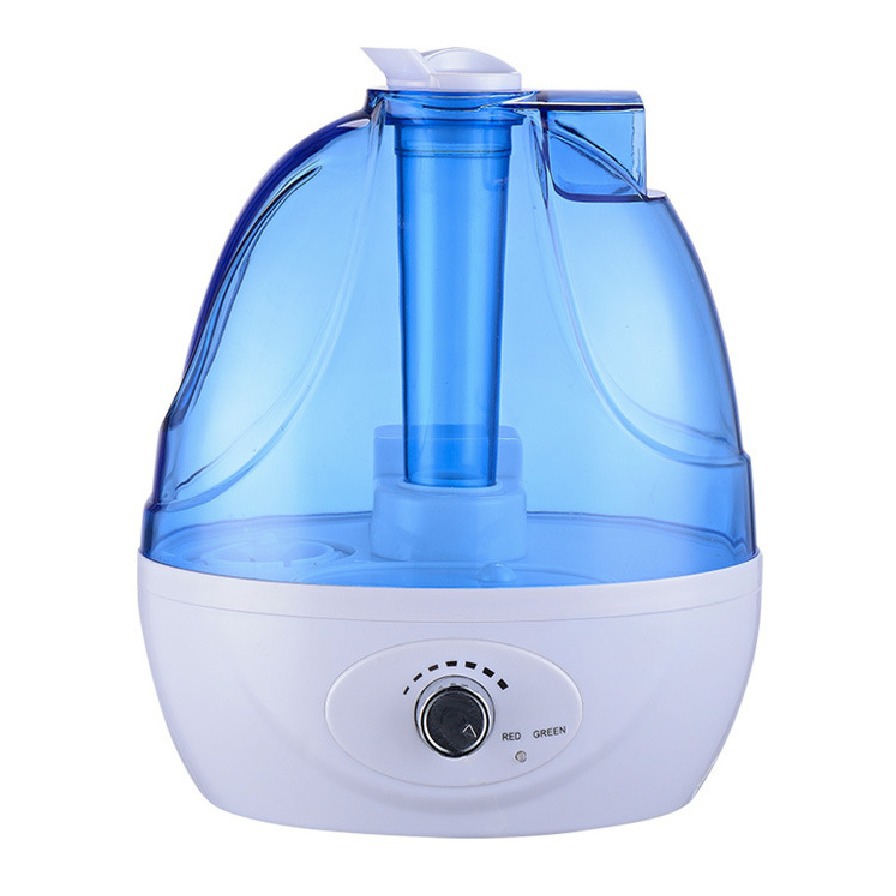 Blue 2.5L humidifier shown from the front on a light surface
