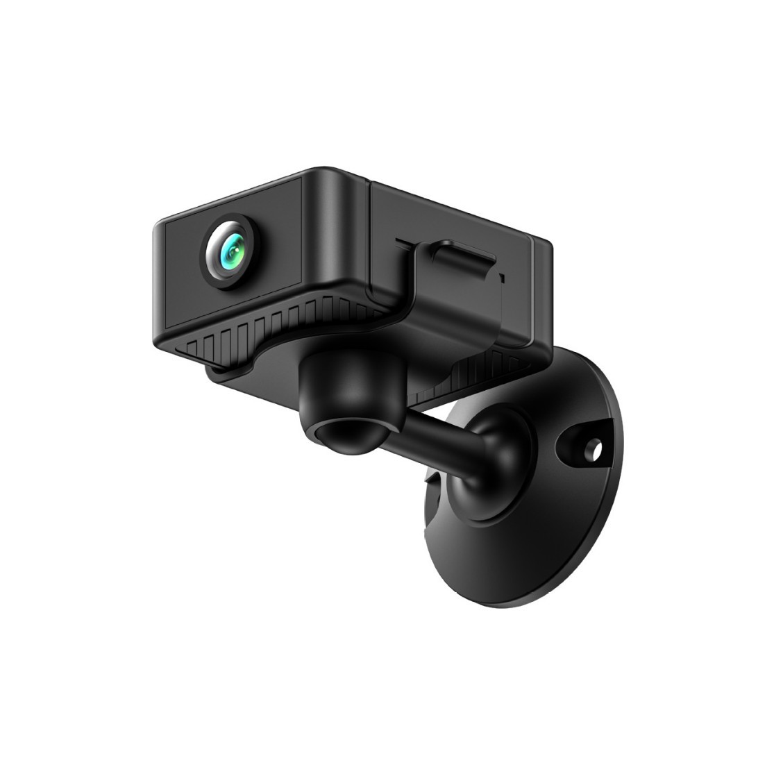 Side view of black WiFi camera showing ridged grip and mounting bracket