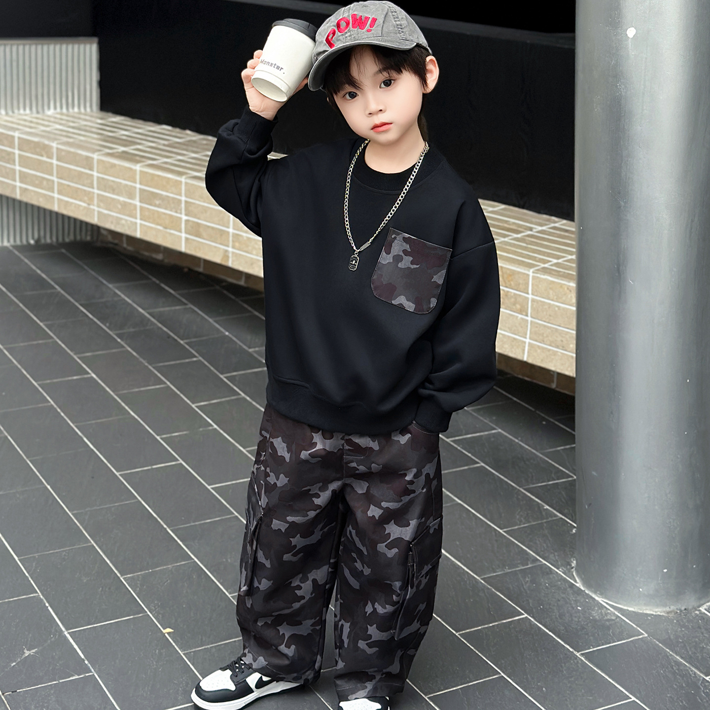 Boys Autumn Camouflage Hoodie and Pants 2-Piece Set
