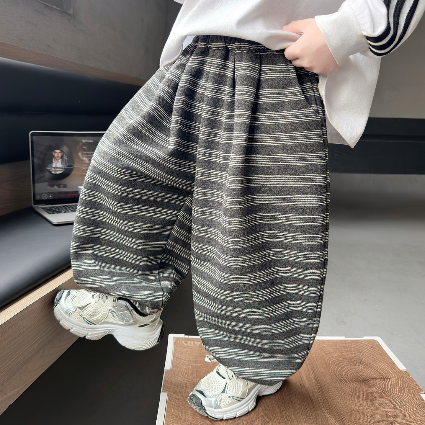Trendy Casual Striped Loose Harem Pants for Boys