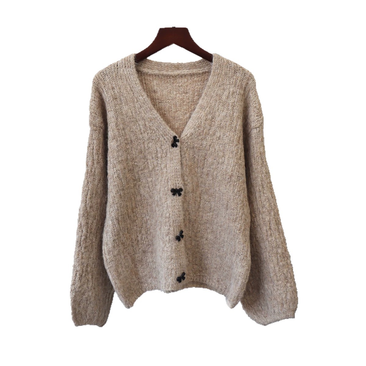 Bow button cardigan sweater