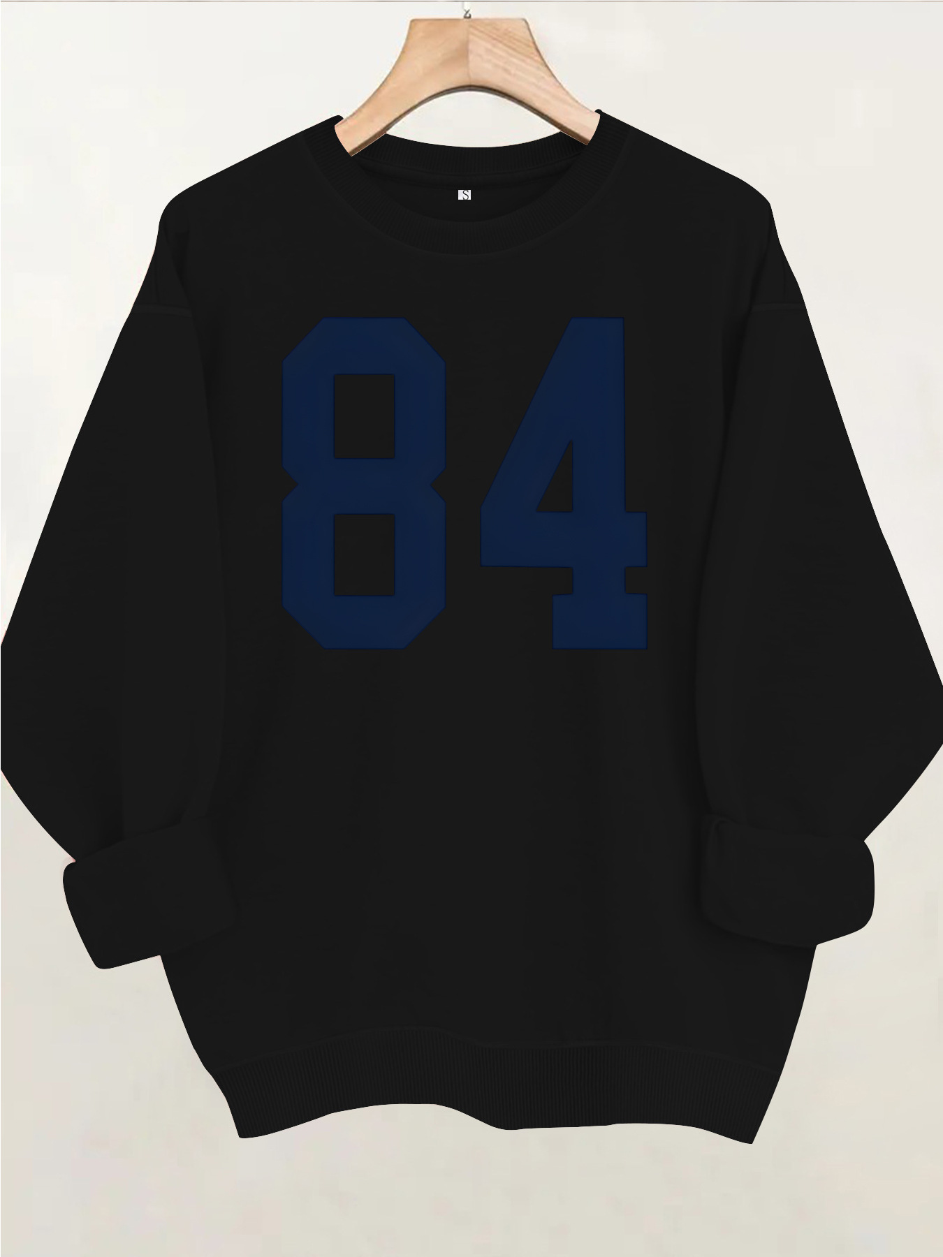 Pattern printed round neck fleece hoodie