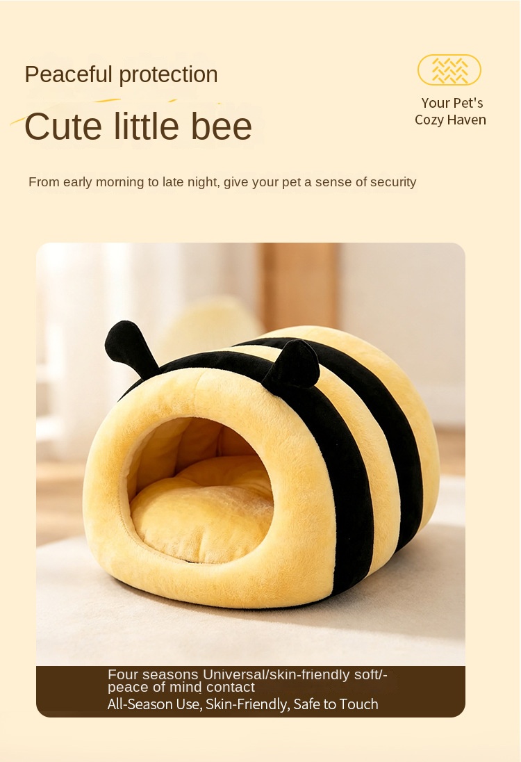 Honey Bee Cat Nest Winter Warm Closed Dog Nest