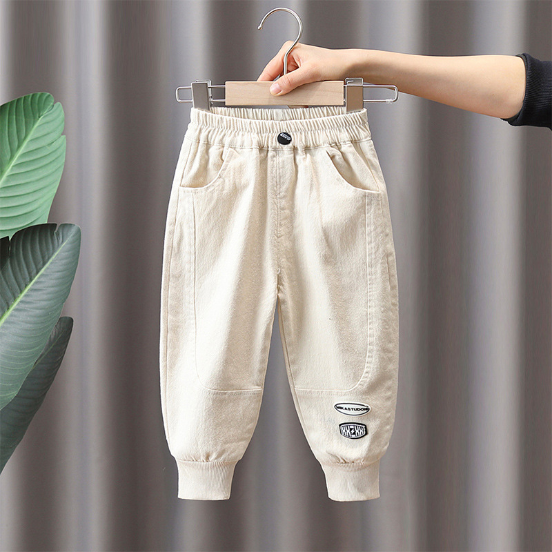 Kids Fashion Cuffed Casual Pants with Elastic Waist and Drawstring Closure