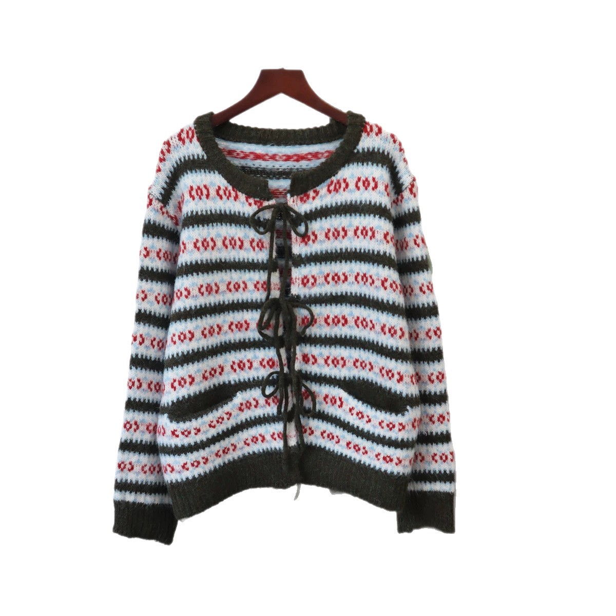 Loose lace up cardigan sweater