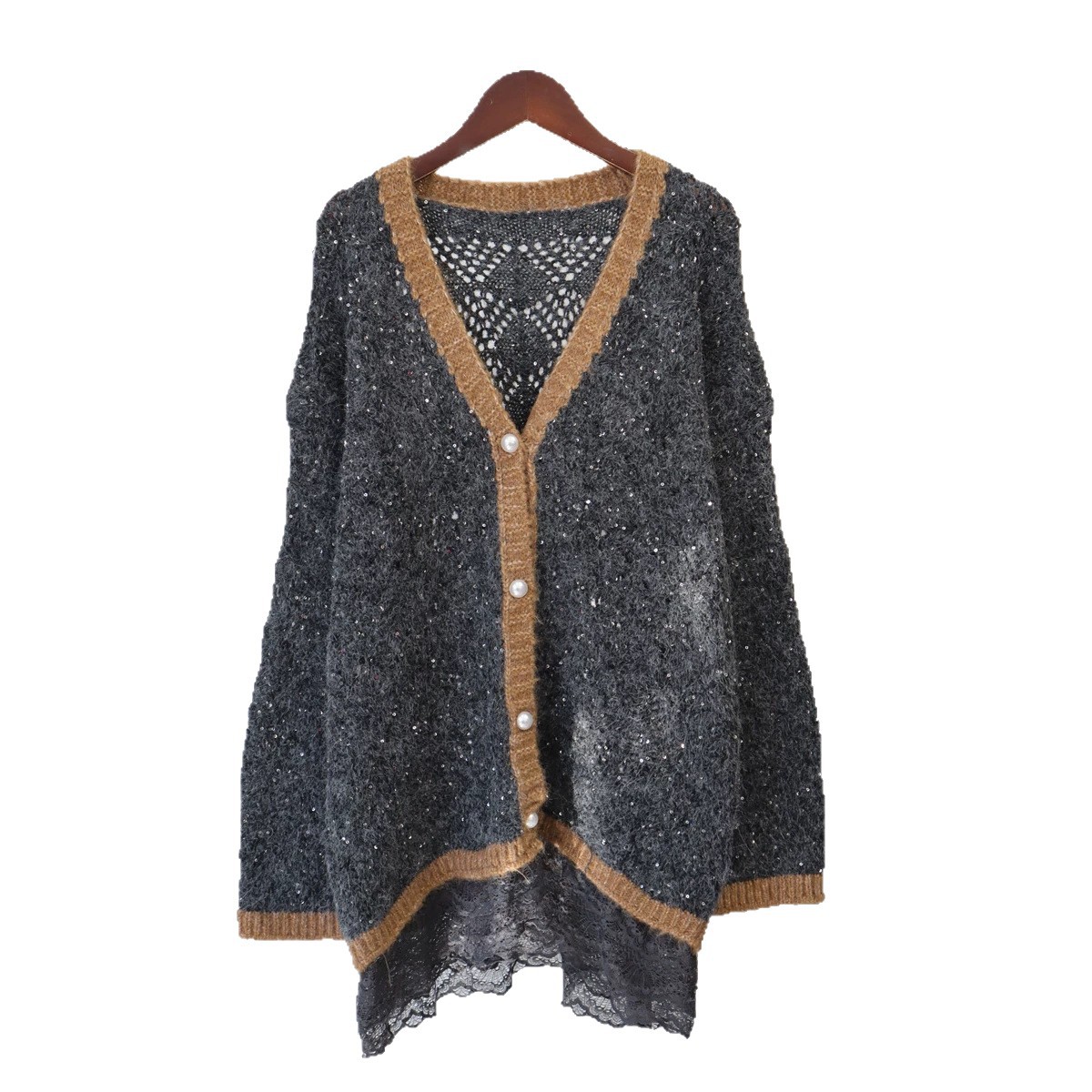 Sparkling patchwork lace sweater