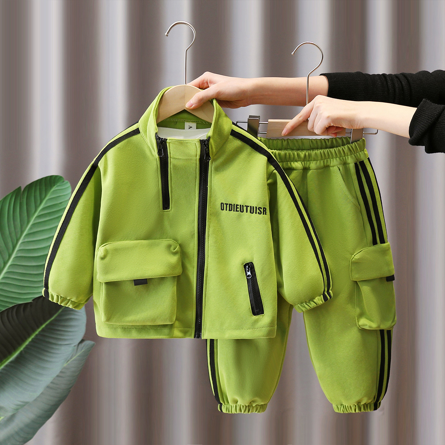 Boys' Spring Autumn Two-Piece Set Cool Cargo Casual Hoodie Suit