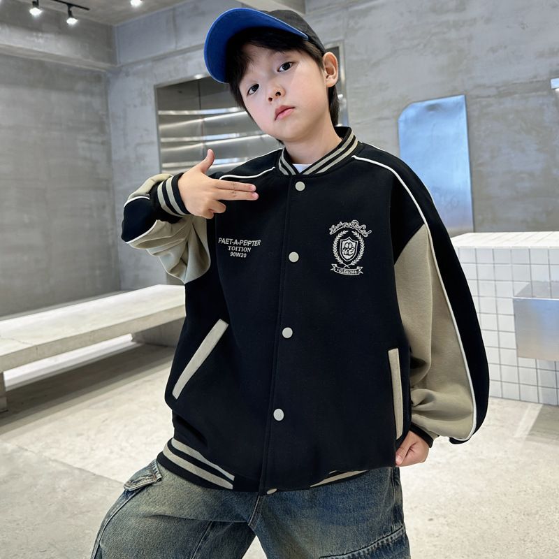 Stylish Boys Baseball Jacket Spring Autumn Casual Outerwear