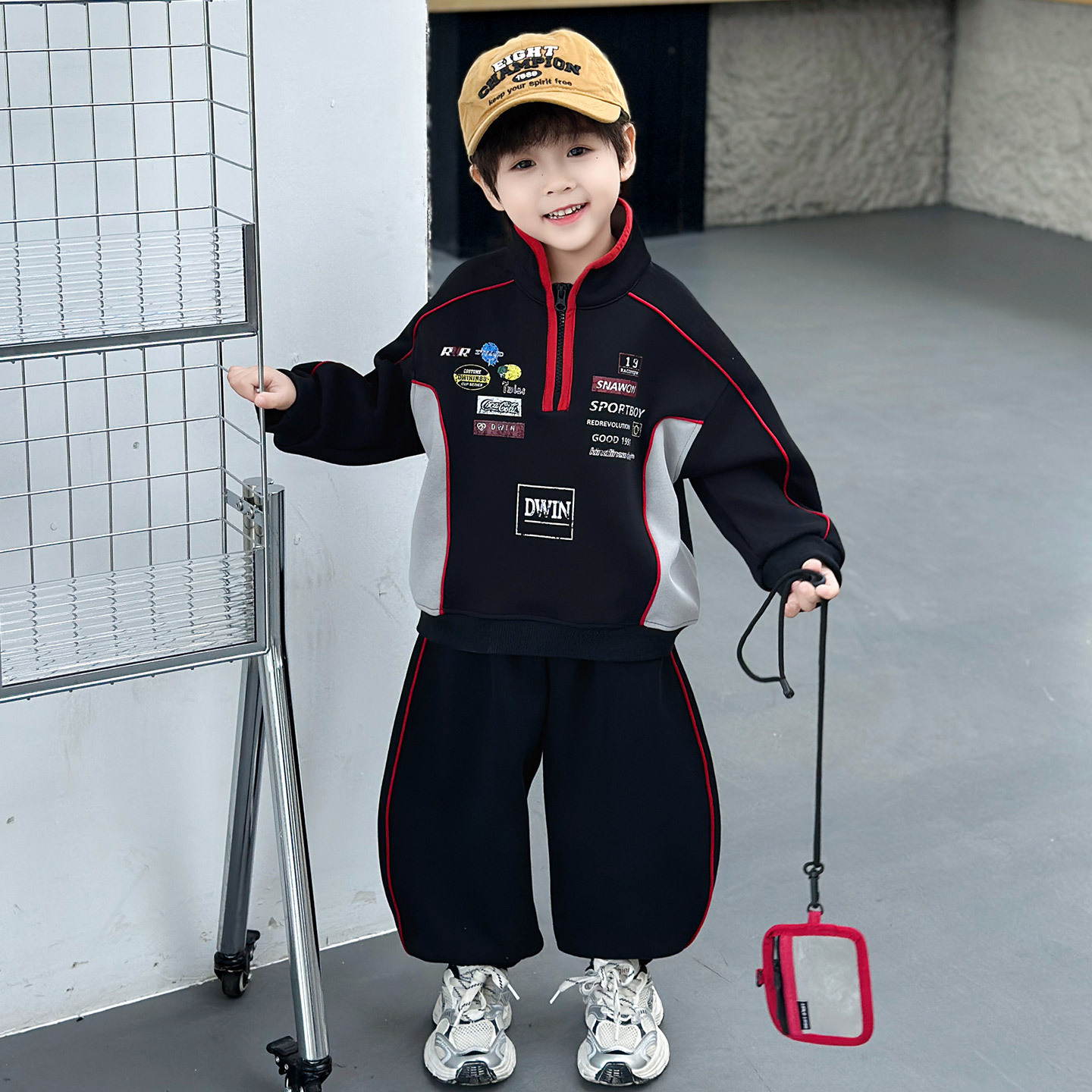 Cartoon Biker Style Fashion Boys Two-Piece Set Spring Autumn