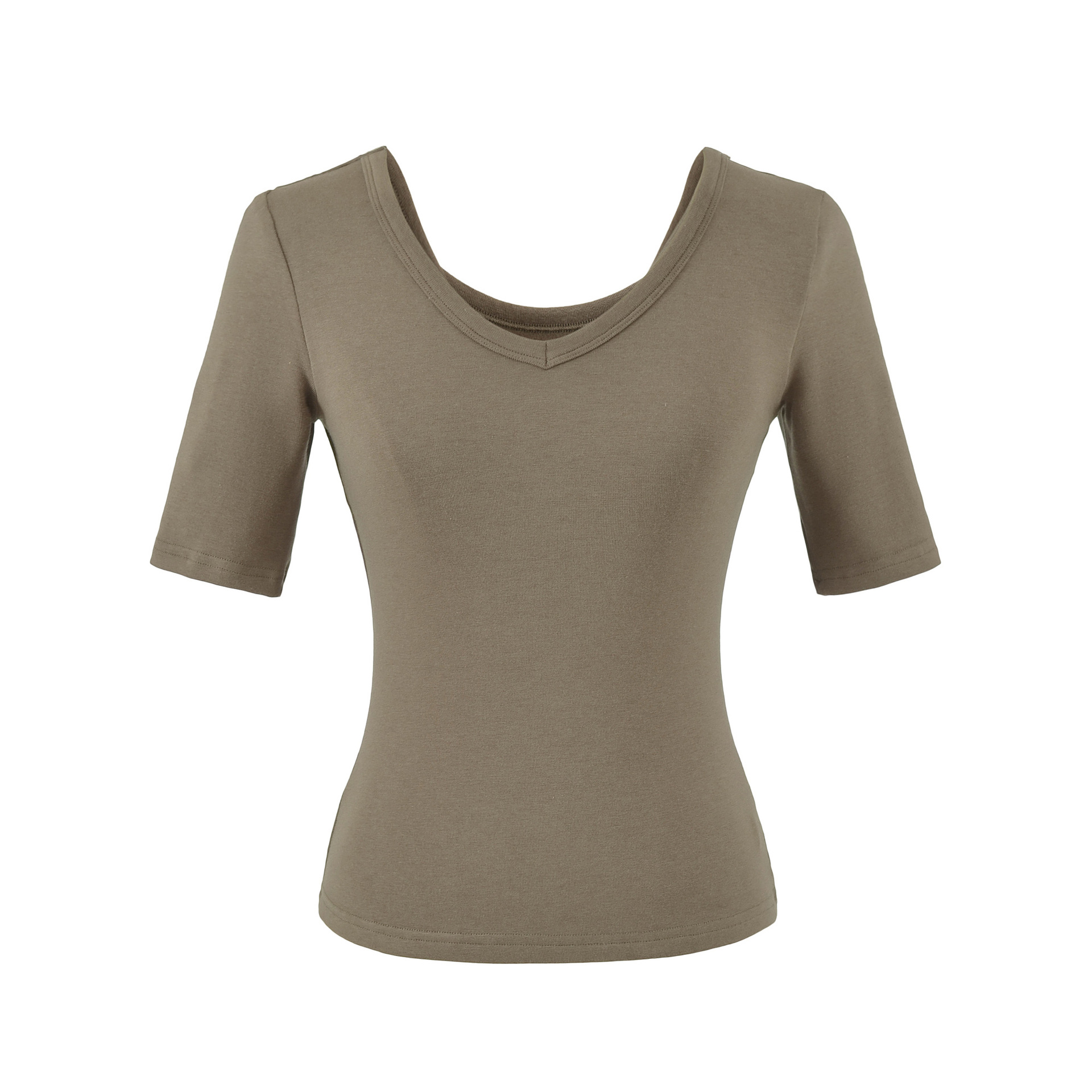 Women's Reversible V-Neck O-Neck Slim Fit Convertible Sleeves Elegant T-Shirt