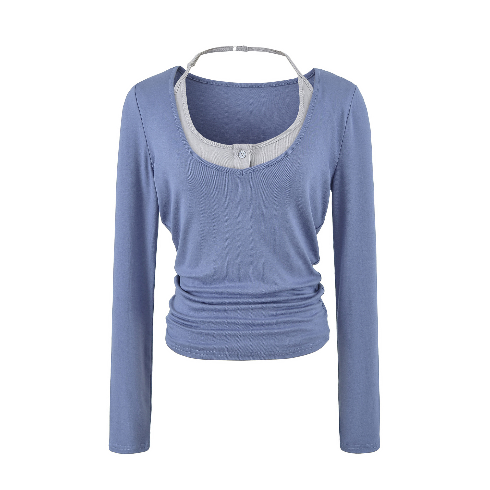 Long Sleeve V-Neck Halter Layered Women's T-Shirt
