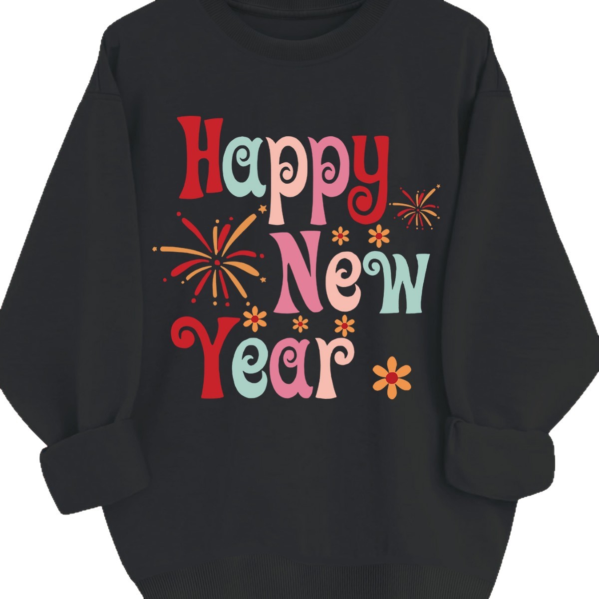 Printed loose women's fleece hoodie
