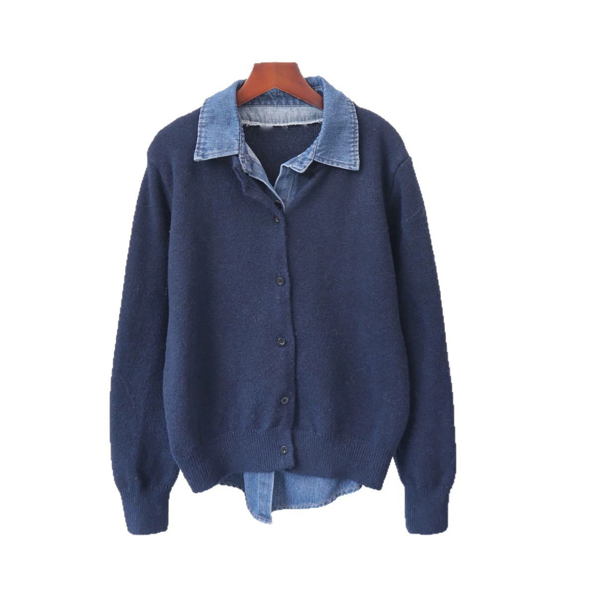 Splicing denim fake two sweaters