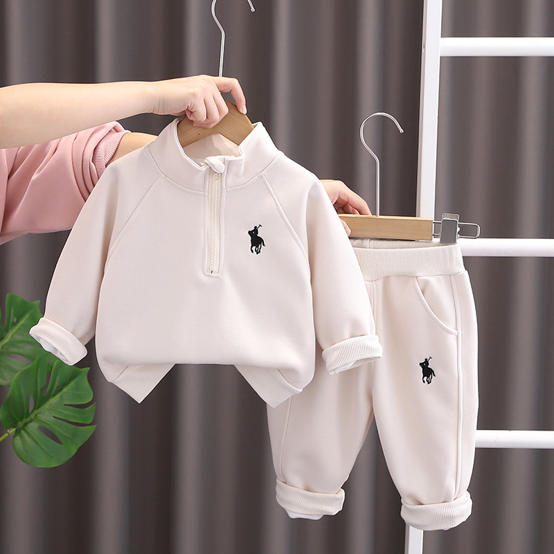Toddler Boys Girls Letter Horse Print Sweatshirt Two-Piece Set Spring Autumn