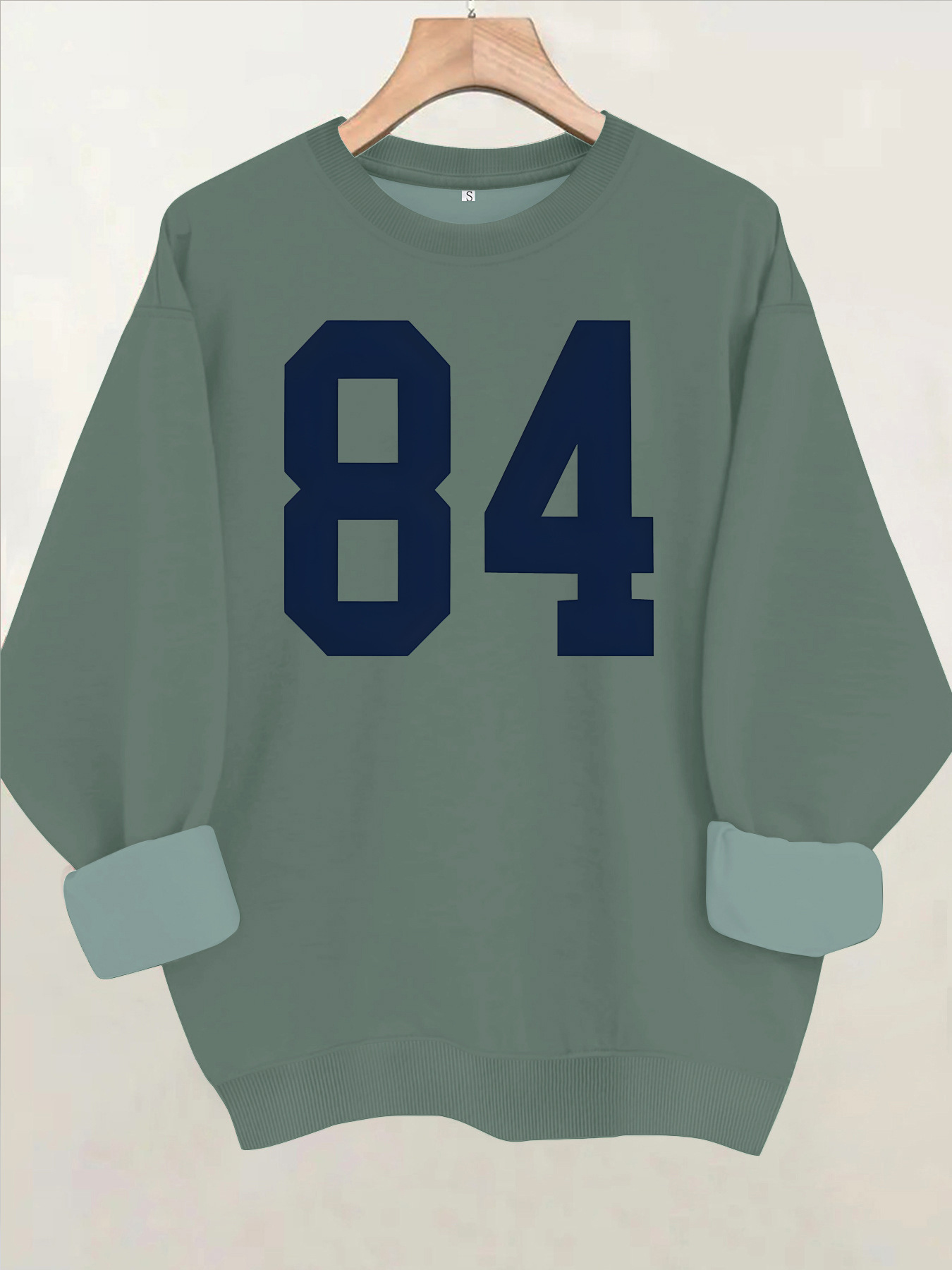 Pattern printed round neck fleece hoodie
