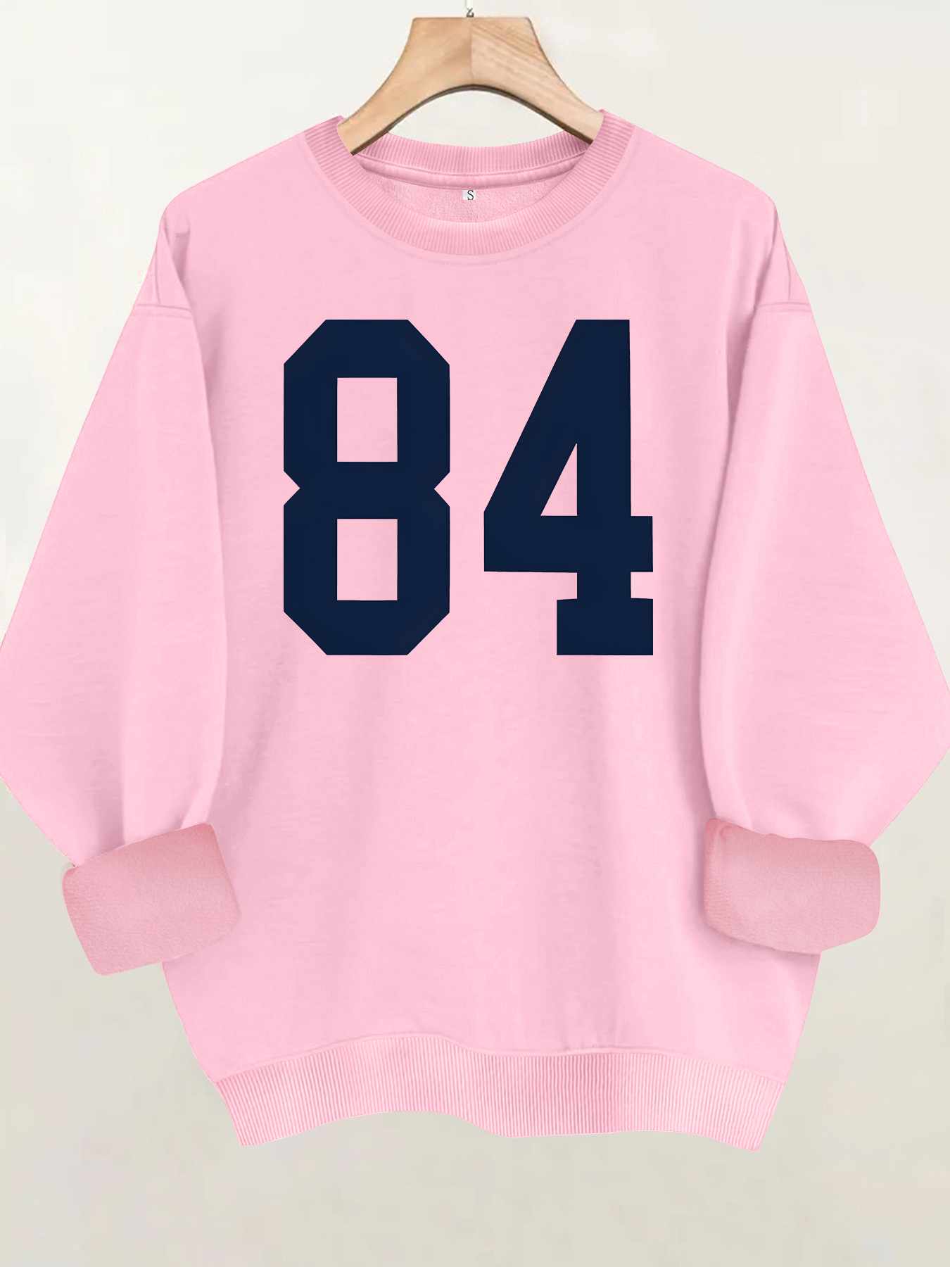 Pattern printed round neck fleece hoodie