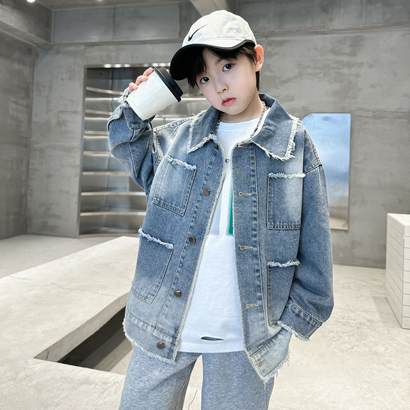 Vintage Style Long Sleeve Boys Denim Jacket