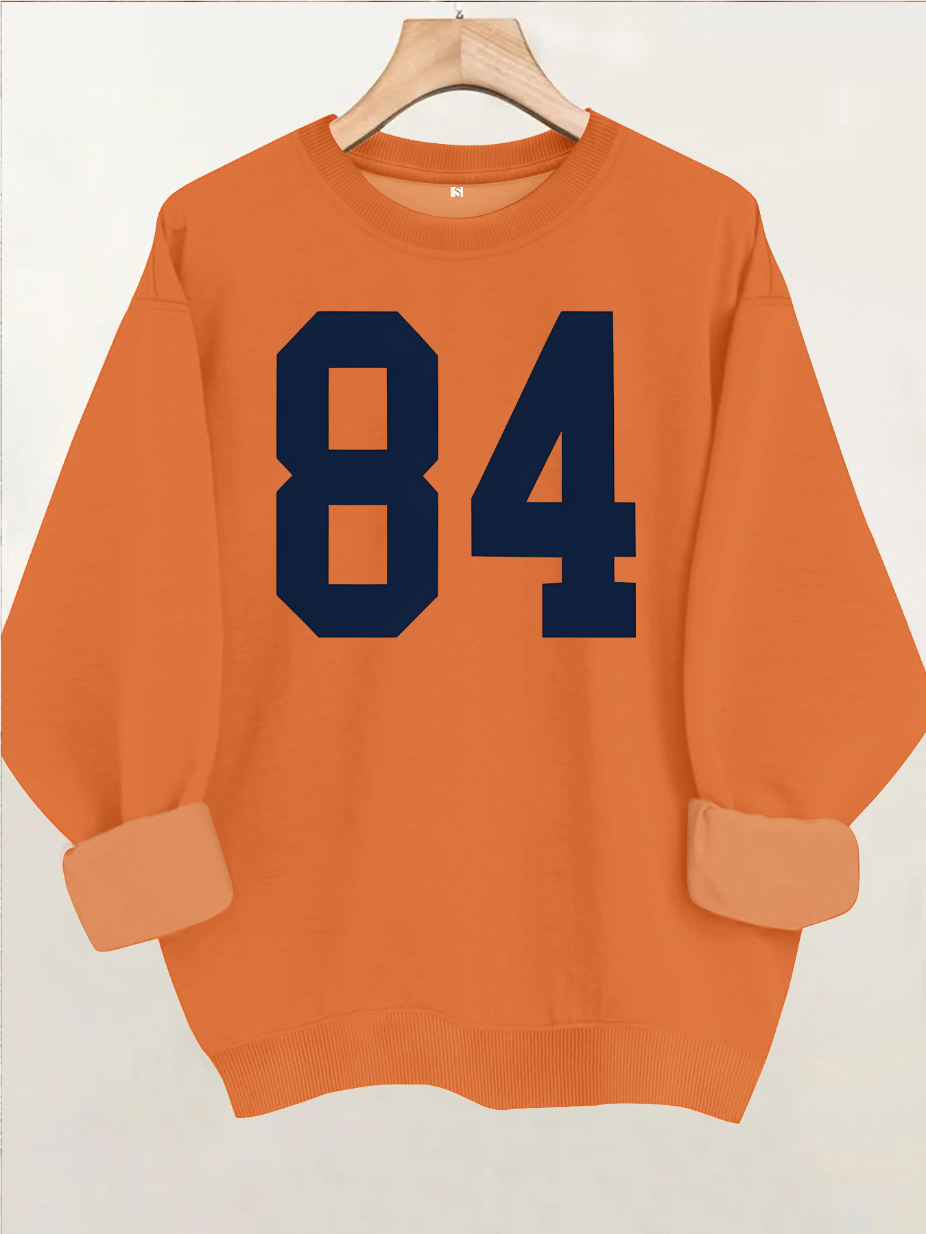 Pattern printed round neck fleece hoodie