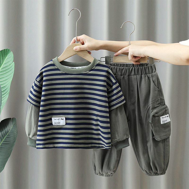 Boys Striped Two-Piece Casual Set
