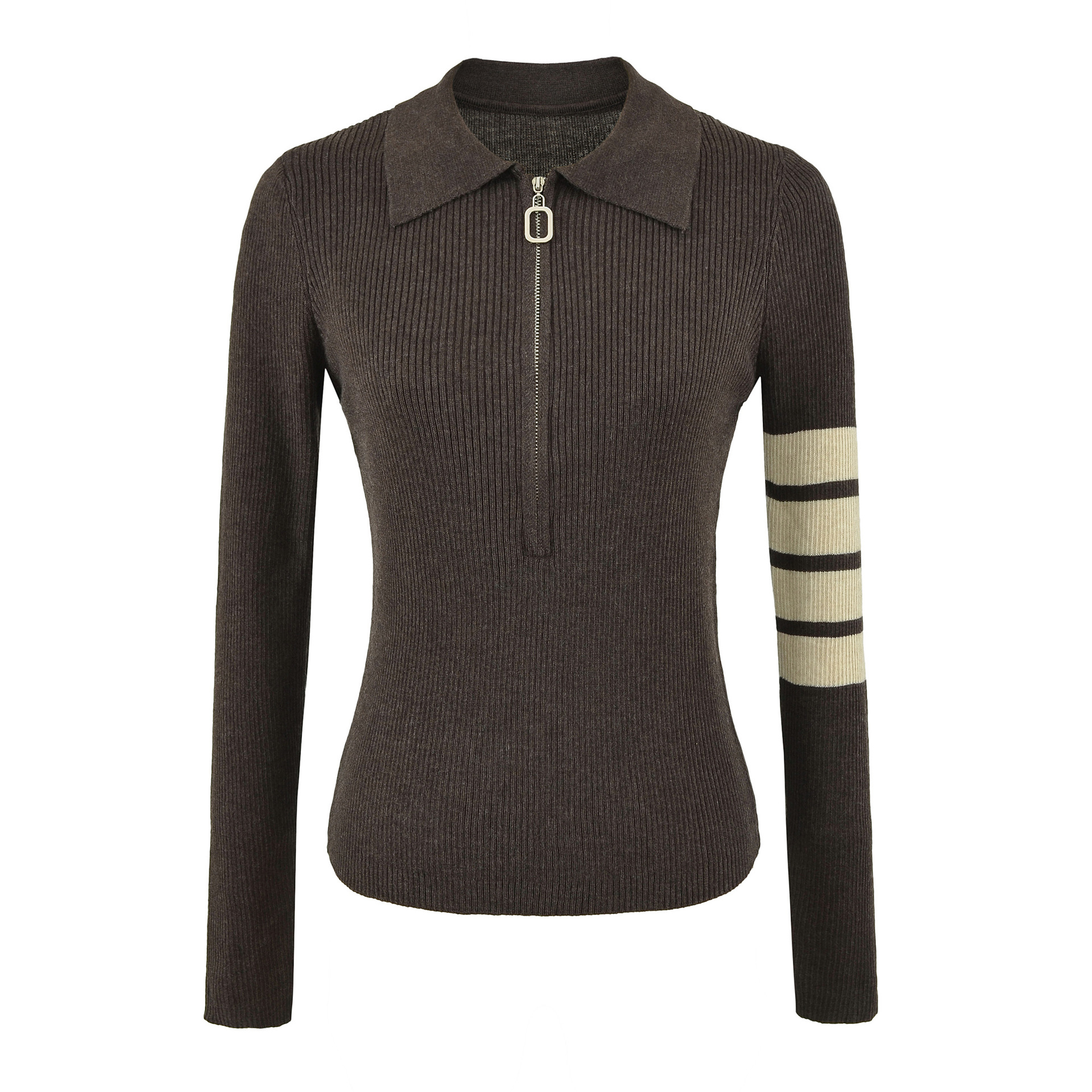 Women's Half Zip Slim Fit Knit Sweater Vintage Layering Top