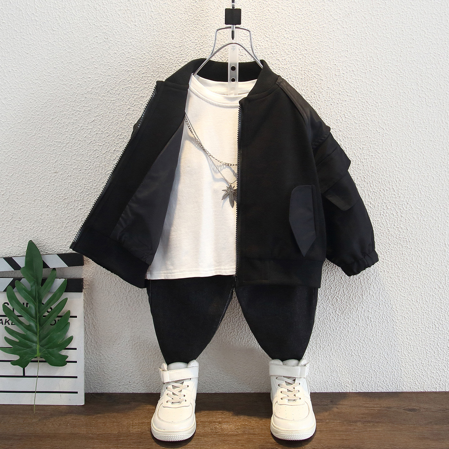 Boys Fall Baseball Jacket Loose Fit Outerwear